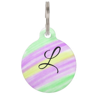 Simple green purple watercolor add your monogram n pet tag