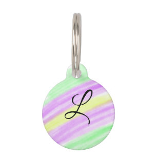 Simple green purple watercolor add your monogram n pet tag
