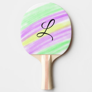 Simple green purple watercolor add your monogram n ping pong paddle
