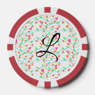 Simple green purple watercolor add your monogram n poker chips