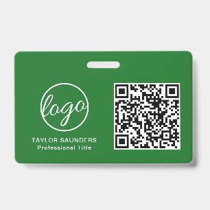 Simple Green QR Code Employee ID Badge