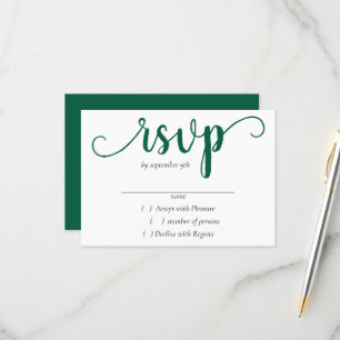 Simple Green Script   Hunter Flourish Any Event RSVP Card