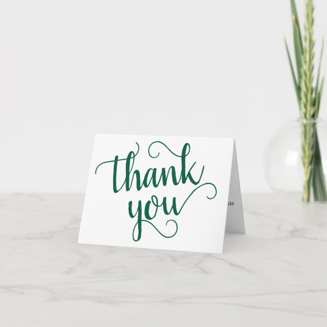 Simple Green Script | Hunter Flourish Any Event Thank You Card (Front)