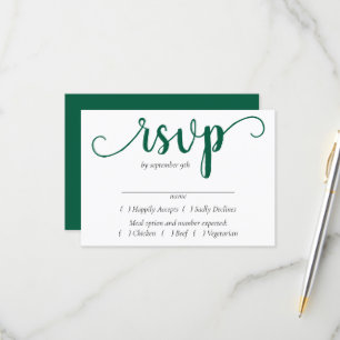 Simple Green Script   Hunter Flourish Event Entree RSVP Card