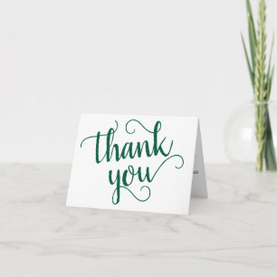 Simple Green Script Hunter Flourish Heart Photo Thank You Card