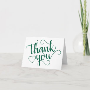 Simple Green Script   Hunter Flourish Heart Photo Thank You Card