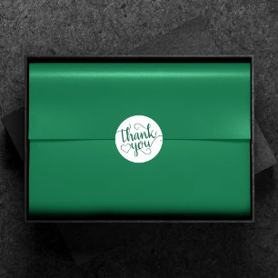 Simple Green Script   Hunter Flourish Thank You Classic Round Sticker