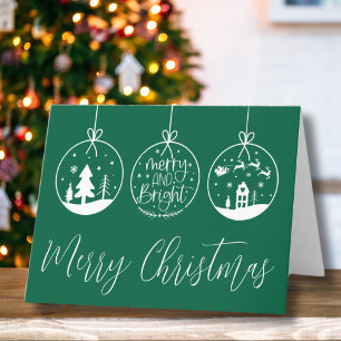 Simple Green Script Merry Christmas Holiday Card