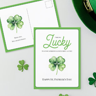 Simple Green Shamrock Luck Happy St Patricks Day Holiday Postcard