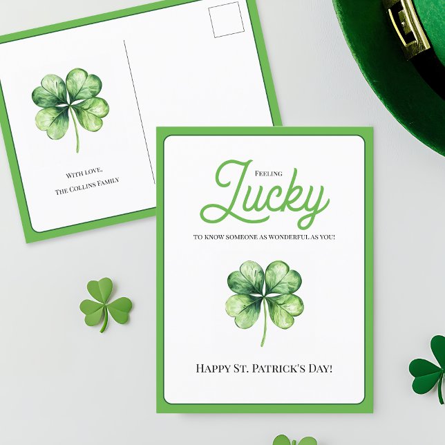 Simple Green Shamrock Luck Happy St Patricks Day Holiday Postcard (Simple Green Shamrock Luck Happy St Patrick's Day Holiday Postcard)