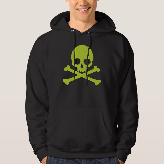 Simple Green Skull and Crossbones Hoodie (Front)