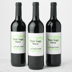 Simple green sparkle glitter add your logo number wine label