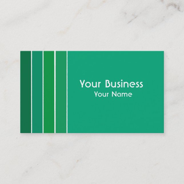 Simple green stripes customisable business cards (Front)
