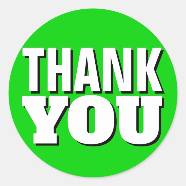 Simple Green Thank You Classic Round Sticker (Front)