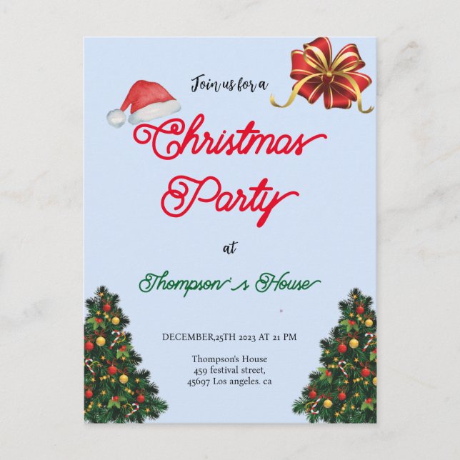 Simple Green Trees Typography merry christmas Holiday Postcard (Front)