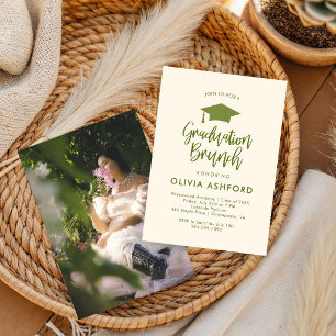 simple Green Trendy Brunch graduation Party  Invitation