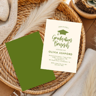 simple Green Trendy Brunch graduation Party  Invitation