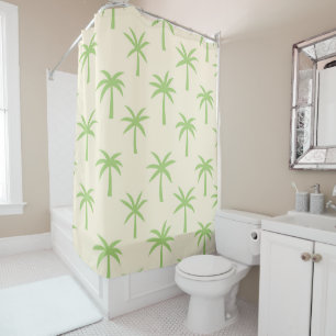 Simple Green Tropical Palm Trees Pattern Shower Curtain