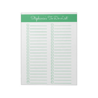 Simple Green Vertical 8.5x11 Two Column Checklist Notepad