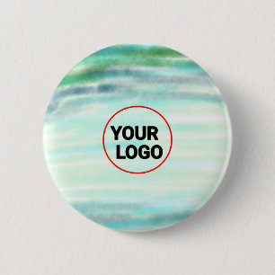 Simple green watercolor abstract add logo text min 6 cm round badge