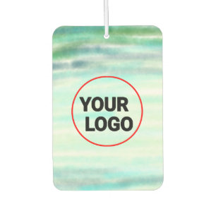 Simple green watercolor abstract add logo text min car air freshener