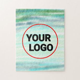 Simple green watercolor abstract add logo text min jigsaw puzzle