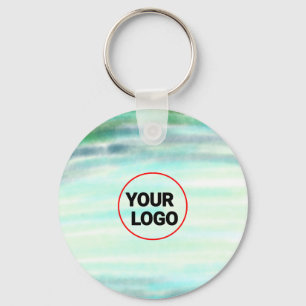 Simple green watercolor abstract add logo text min key ring