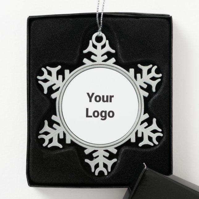 Simple green watercolor abstract add logo text min snowflake pewter christmas ornament (Box)