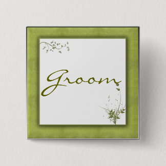 Simple Green Wedding Design 15 Cm Square Badge