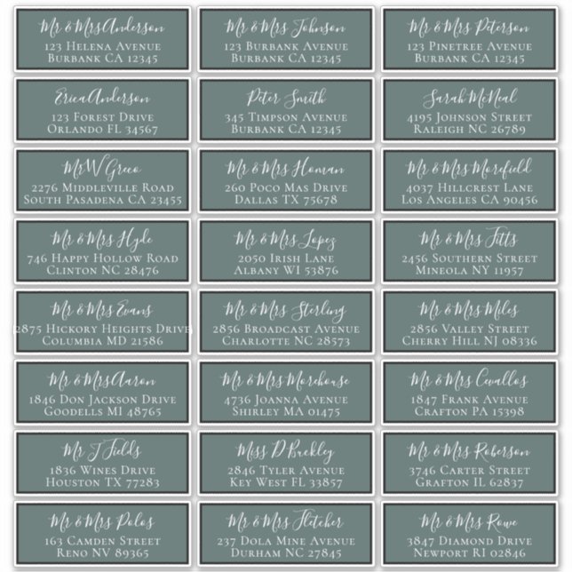 Simple Green Wedding Guest Address Labels (Front)