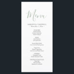 Simple Green Wedding Menus Card<br><div class="desc">Add a refined touch to your wedding decor for reception with these simple wedding menus, designed in a modern minimalist style. Featuring the word "Menu" in elegant calligraphy script and printed in soft sage green, these dinner cards can be personalised with your names and meal selections for a custom finish....</div>