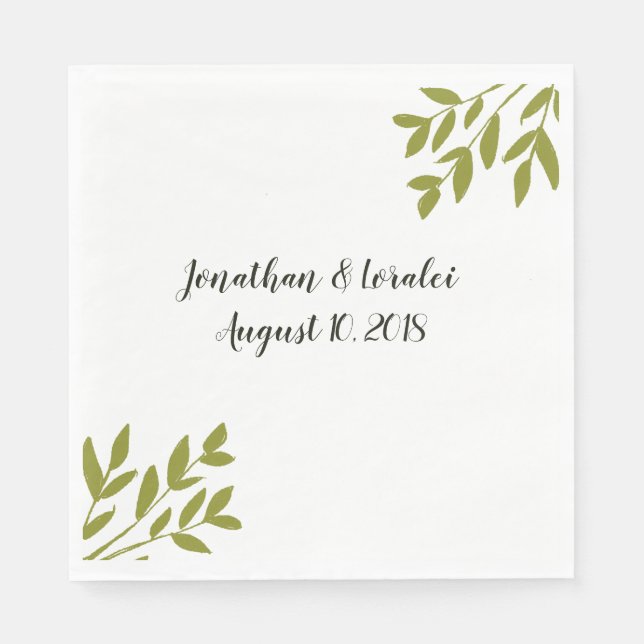 Simple Green Wedding napkins (Front)