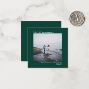 Simple Green Wedding Save the Date Photo Mini Card