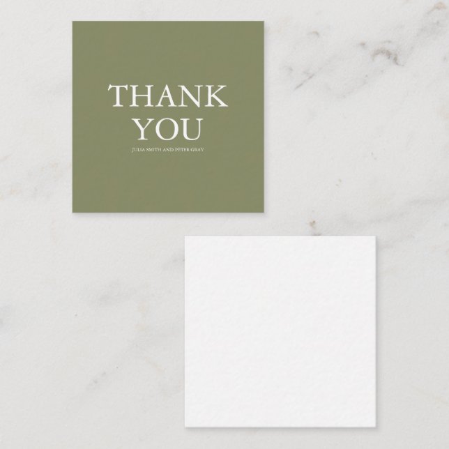 Simple Green Wedding Thank you Card (Front/Back)