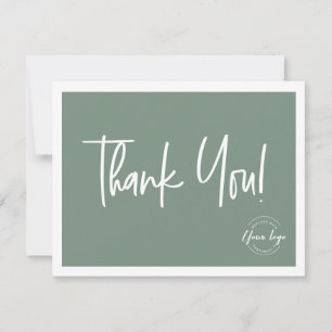 Simple Green White Company Logo Social Thank You  Card