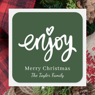 Simple Green & White Minimal Christmas Baking  Square Sticker