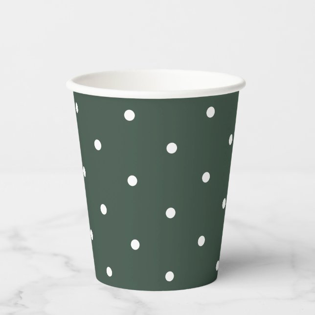 Simple Green & White Polka Dot Pattern Baby Shower Paper Cups (Front)