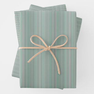 Simple green white small stripe Christmas holiday Wrapping Paper Sheet