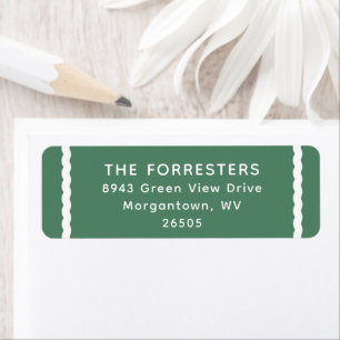 Simple green white stripe holiday return address