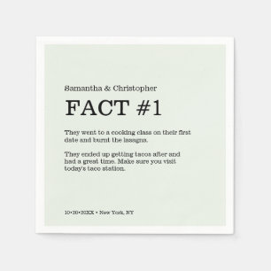 Simple green White Wedding Fact Napkin