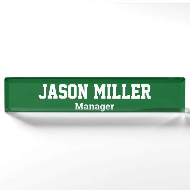 Simple Green with White Lettering Nameplate (Front)