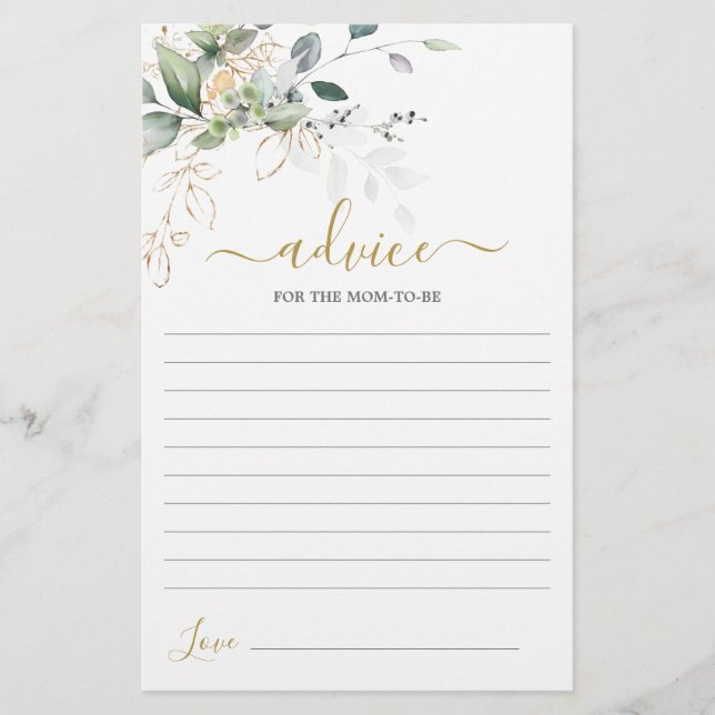 Simple Greenery Advice for the Mum To Be card (Front)