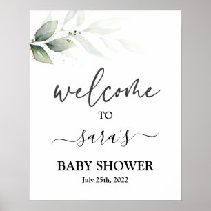 Simple Greenery Baby Shower Welcome sign