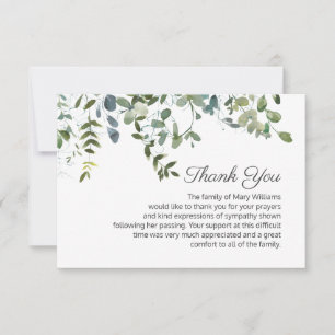 Simple Greenery Bereavement Funeral Thank You Card