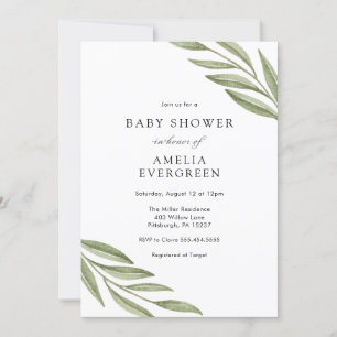 Simple Greenery Branches Baby Shower Invitation