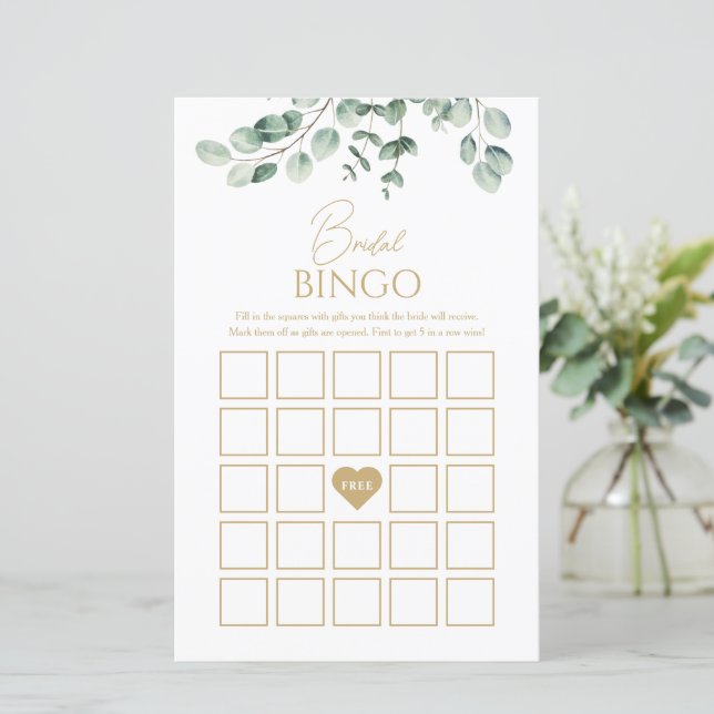 Simple Greenery Bridal Bingo Shower Game (Standing Front)