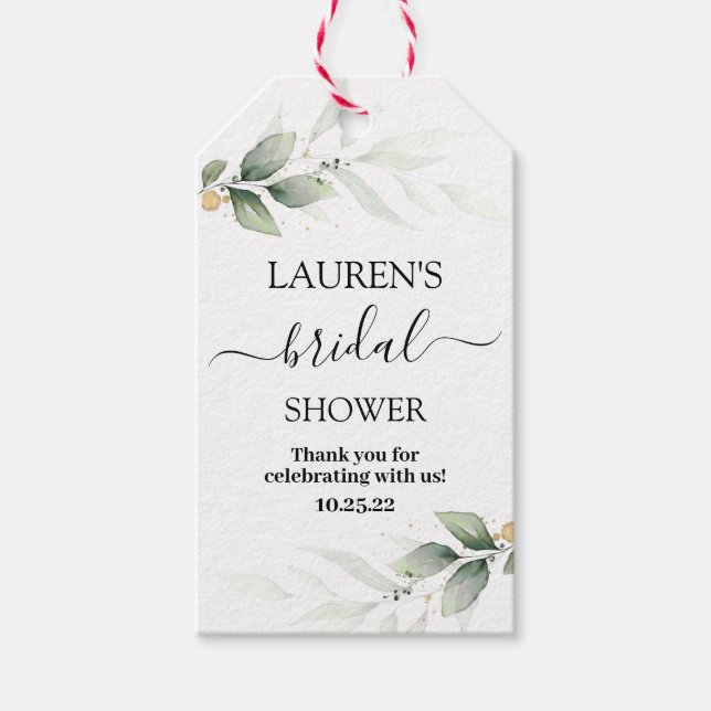 Simple greenery bridal shower gift tags (Front)