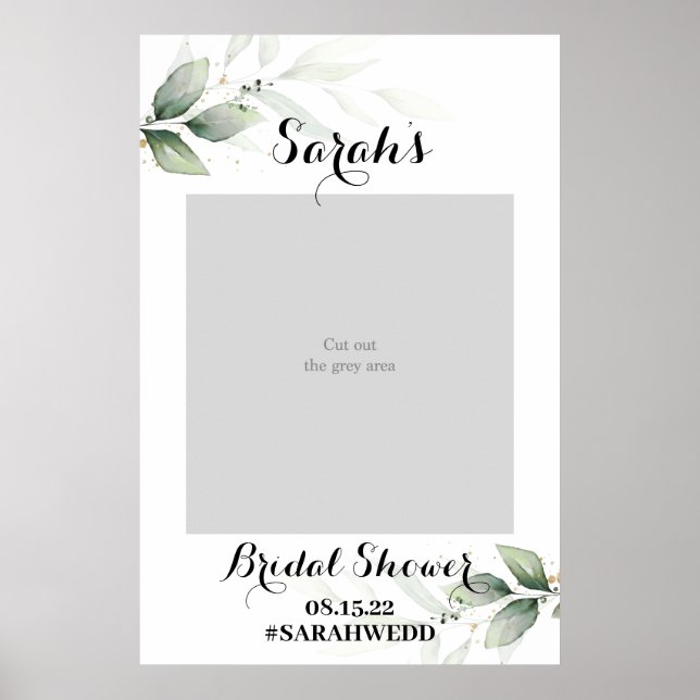 Simple Greenery Bridal Shower Photo Prop Poster (Front)