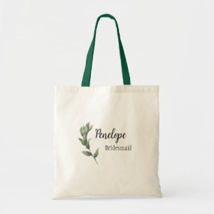 Simple Greenery Bridesmaid Wedding Favour Gift Tote Bag