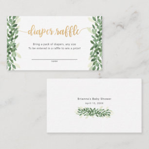 Simple Greenery Calligraphy diaper raffle ticket